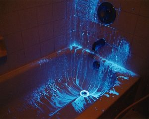 Bañera rociada con luminol 